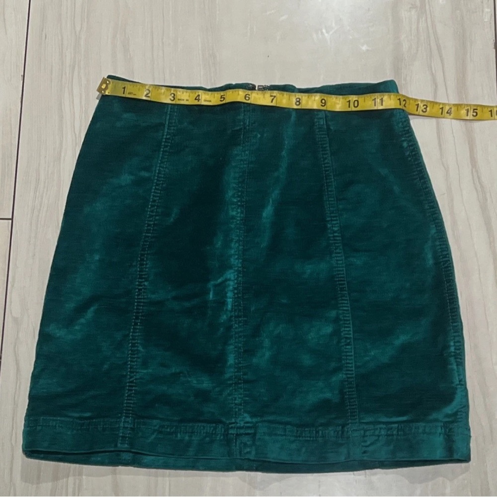 Free People Emerald Mini Skirt Teal Faux Suede Short Skirt Size 0 - Picture 5 of 10